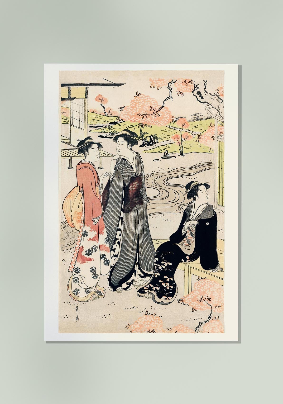 Three Geishas in Kimonos by Eishi Hosoda