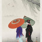 Two Women in the Rain by Ohara Koson