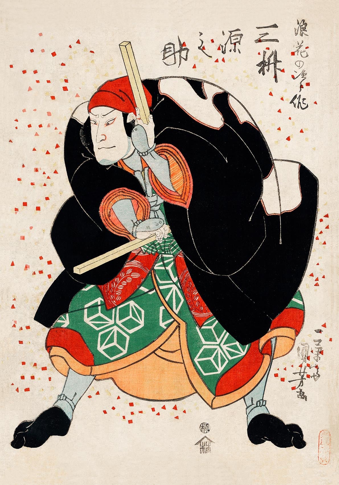 Samurái y puntos rojos de Utagawa Kuniyoshi