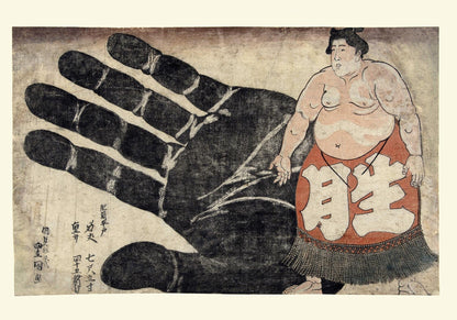 Sumo y su mano de Utagawa Hiroshige