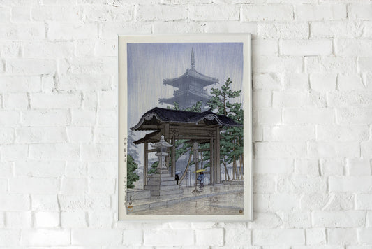 The Zensetsu Temple in Sanshu by Hasui Poster