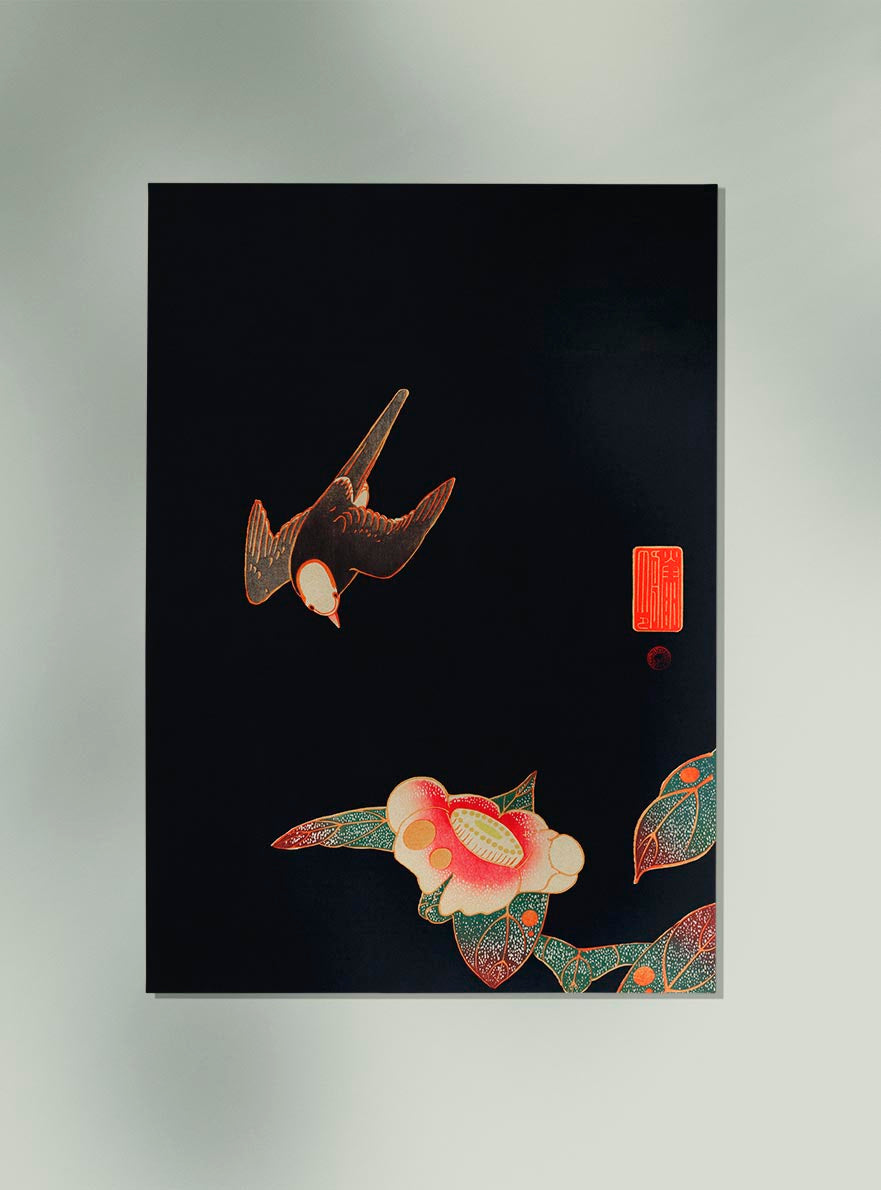 Swallow and Camelia by Ito Jakuchu