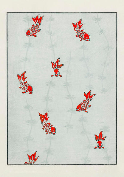 Póster con estampado de pez koi japonés