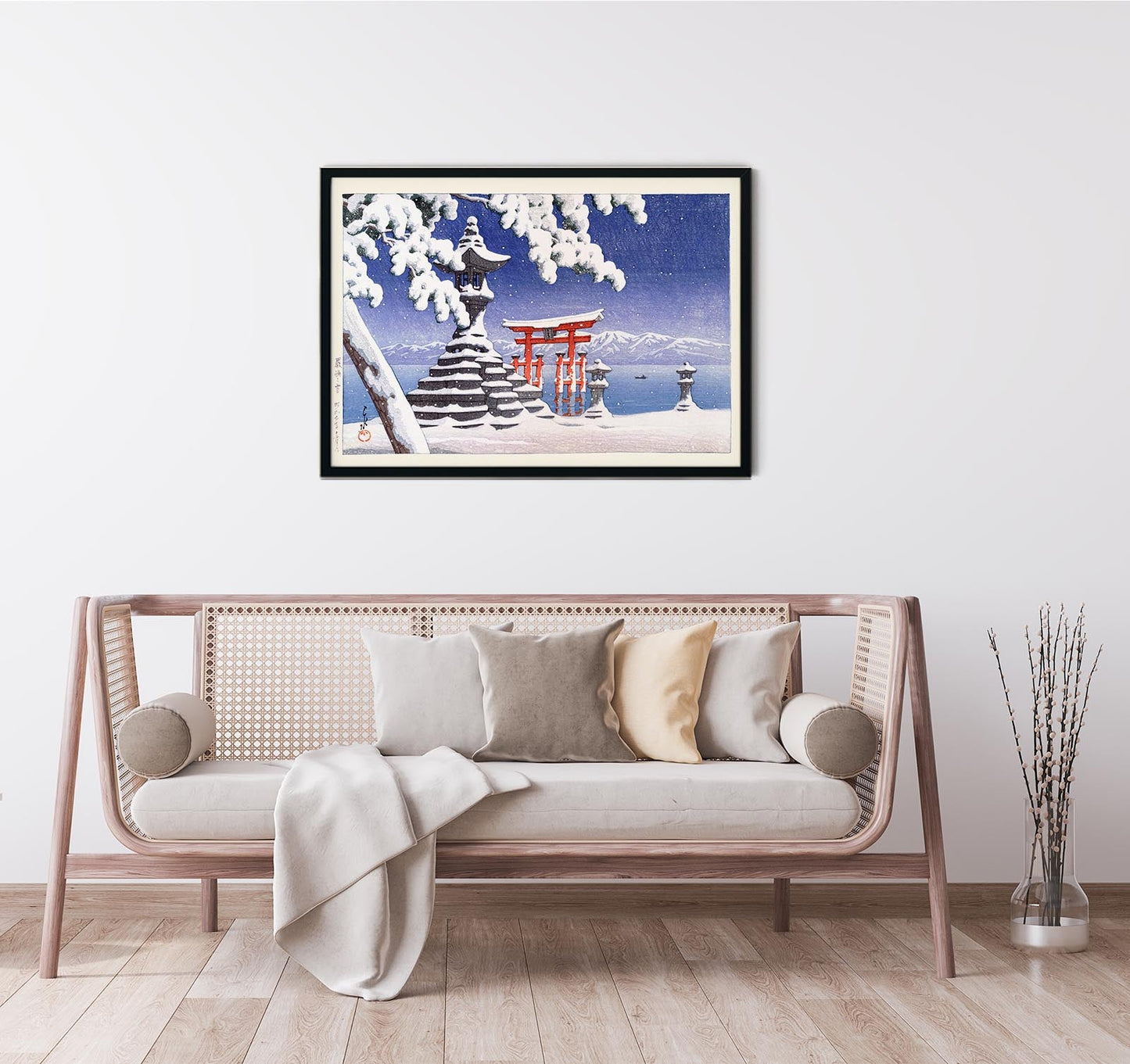 Nieve en Itsukushima por Hasui