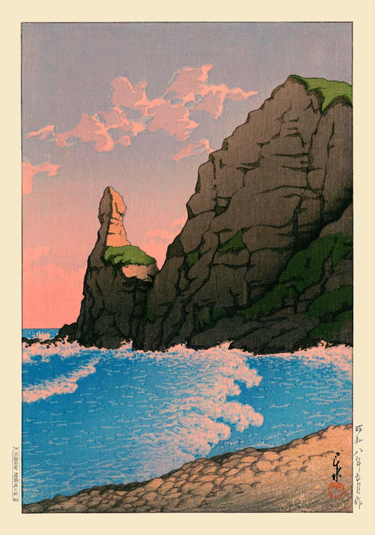 Rocas Setakamu en Shiribe por Hasui