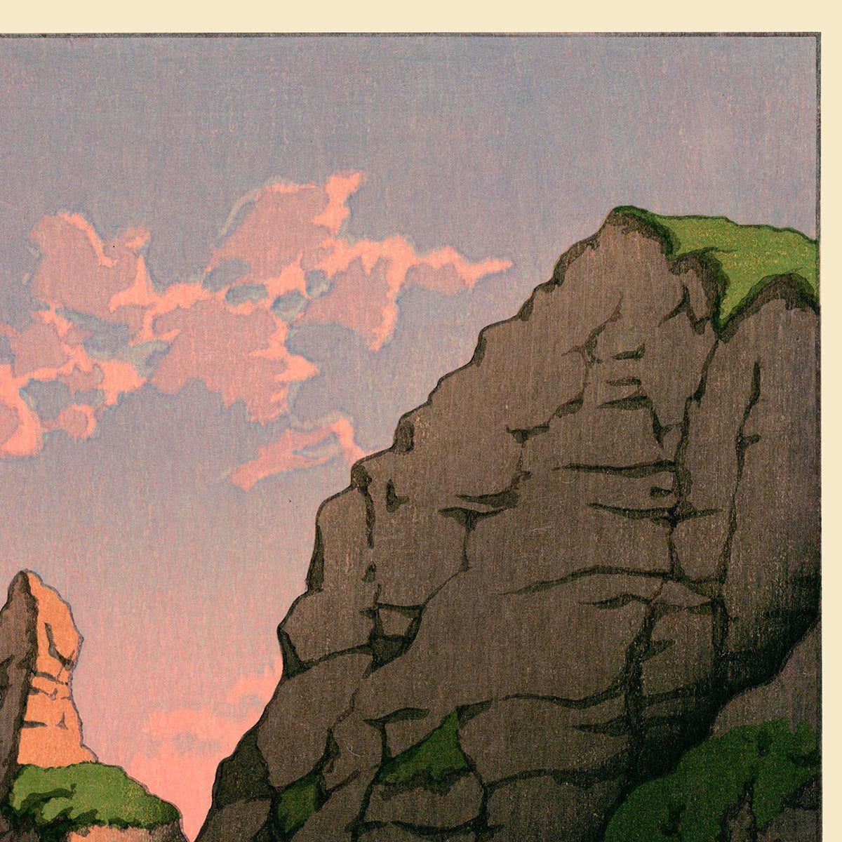 Setakamu Rocks in Shiribe by Hasui