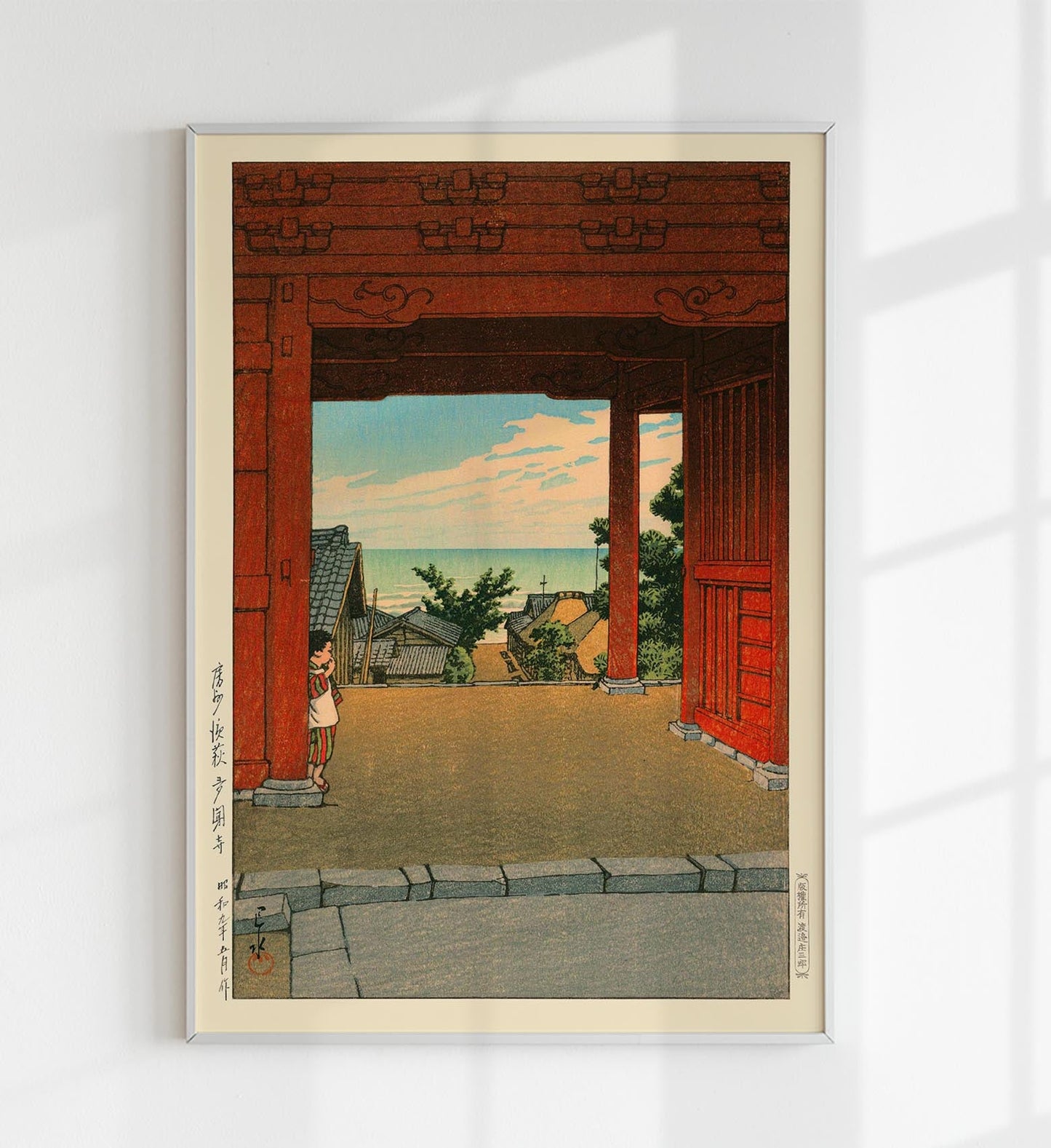 Templo Tamon en Hamahagi por Hasui