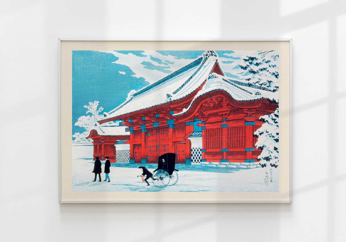 Puerta roja de Hongo en la nieve, de Takahashi Shōtei