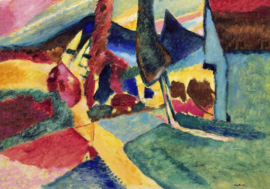 Póster Paisaje con dos álamos de Wassily Kandinsky