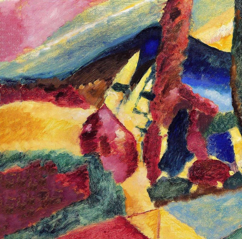 Póster Paisaje con dos álamos de Wassily Kandinsky