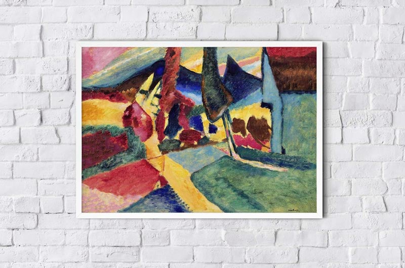 Póster Paisaje con dos álamos de Wassily Kandinsky