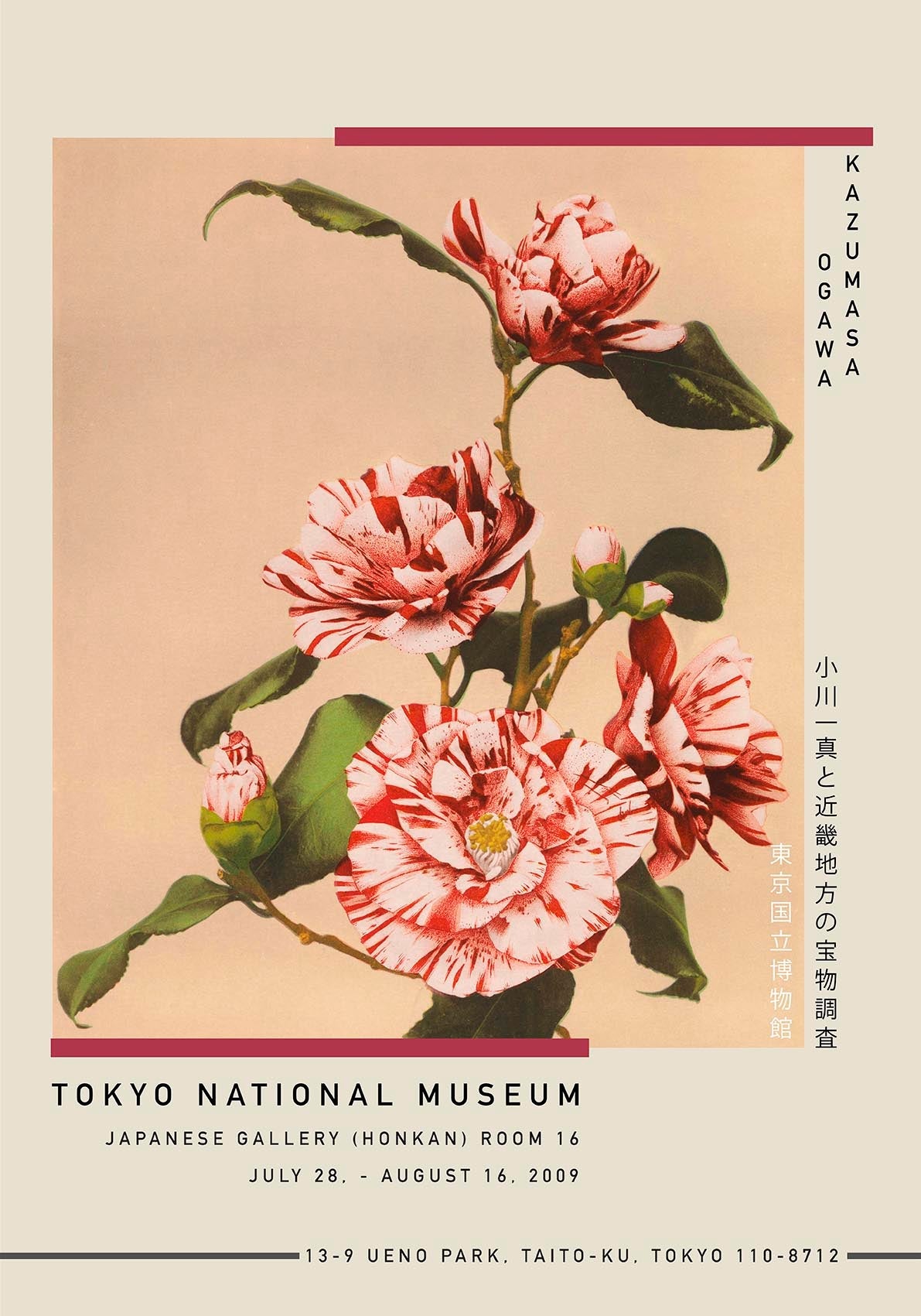 Póster de la exposición Camelias rayadas de Kazumasa