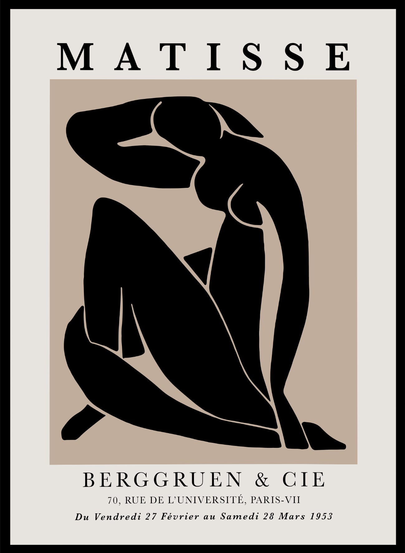 Henri Matisse Exhibition Poster, Featuring Blue Nude II (reimagined in black)