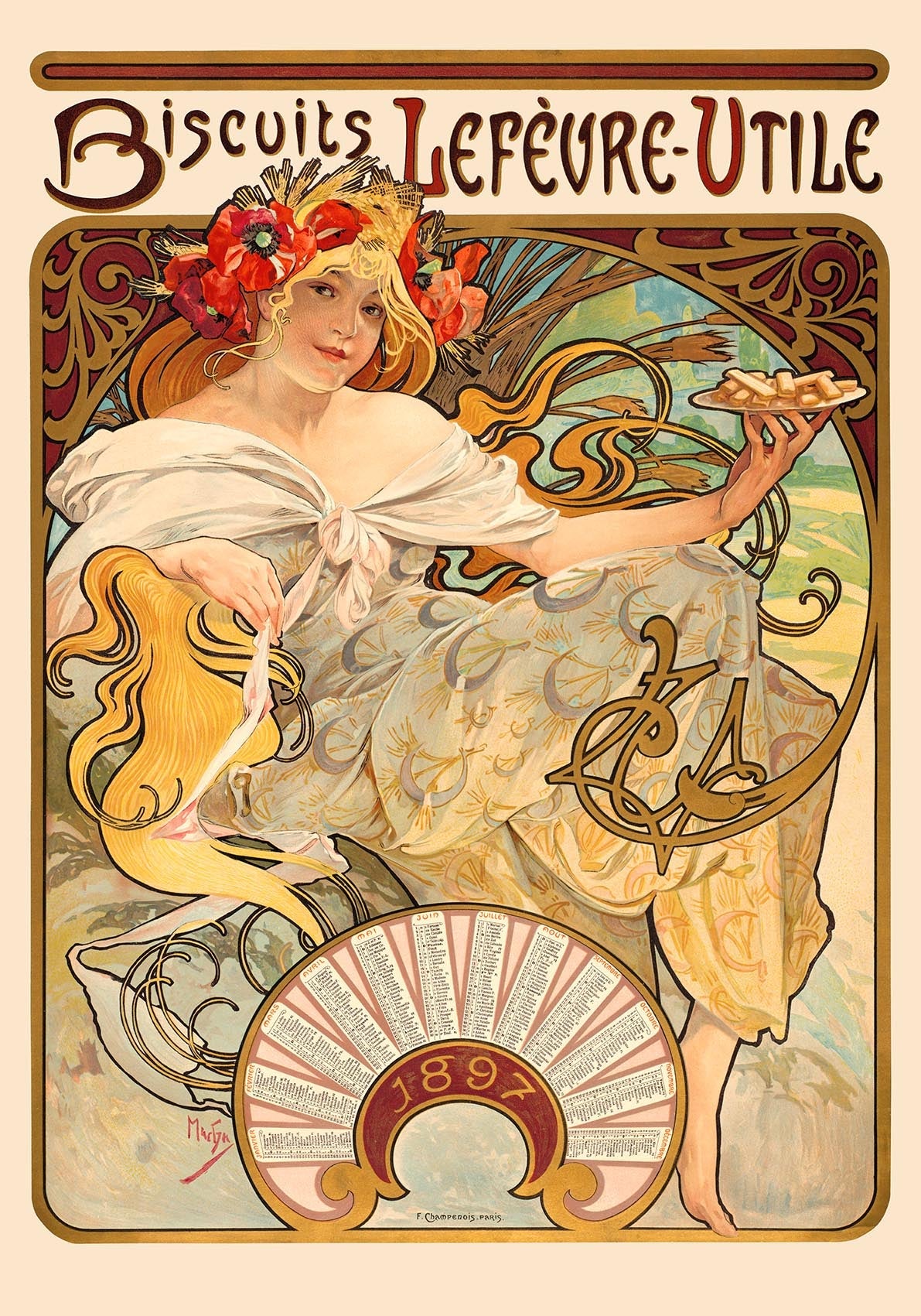 Biscuits Lefèvre Utile by Alphonse Mucha