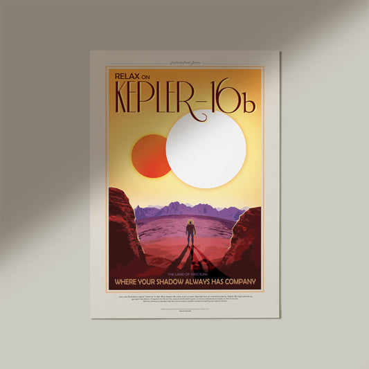 Póster de viaje a la NASA sobre el JPL Kepler-16b