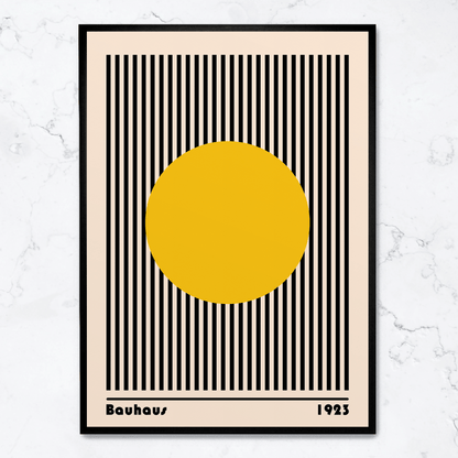 Círculo amarillo con líneas de la Bauhaus
