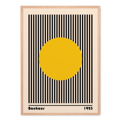 Círculo amarillo con líneas de la Bauhaus