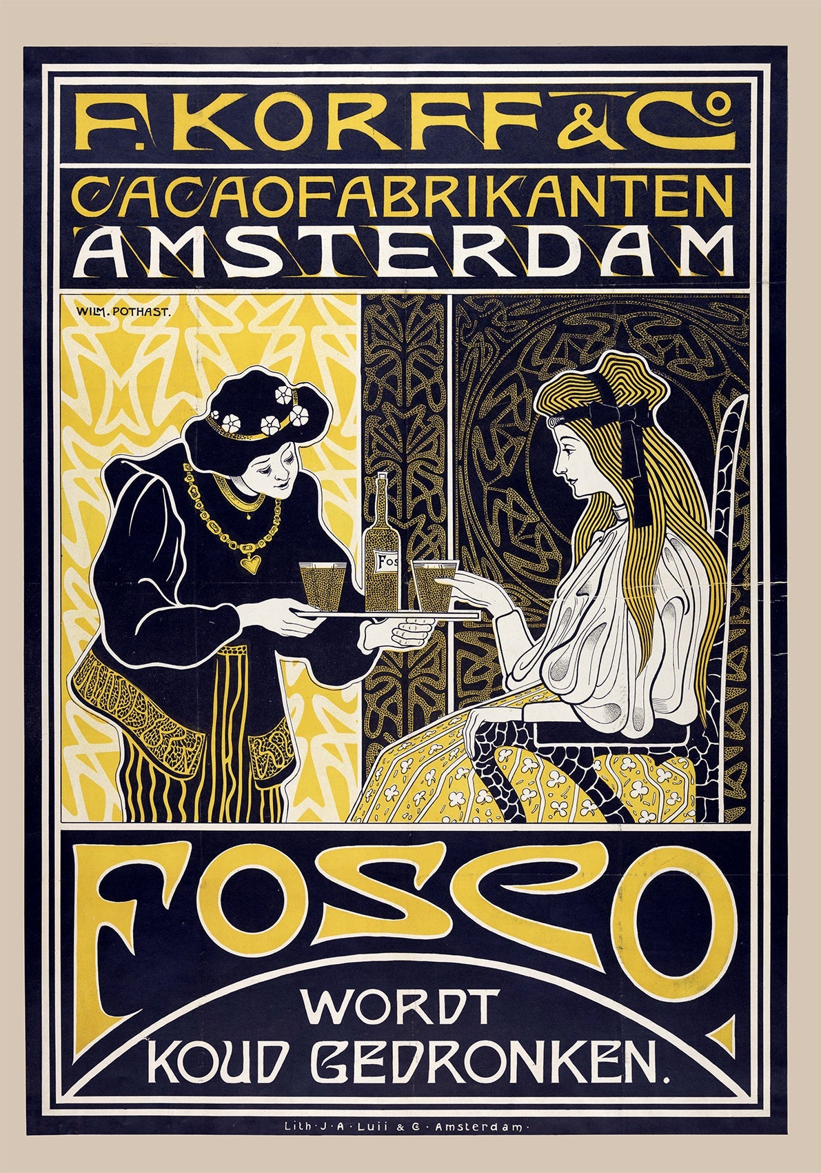 Korff & Co. Cocoa Brand Ad Vintage Poster by Willem Pthast