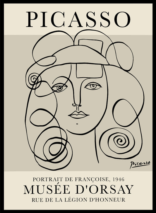 Cartel de la exposición Retrato de Francoise Gilot II de Pablo Picasso