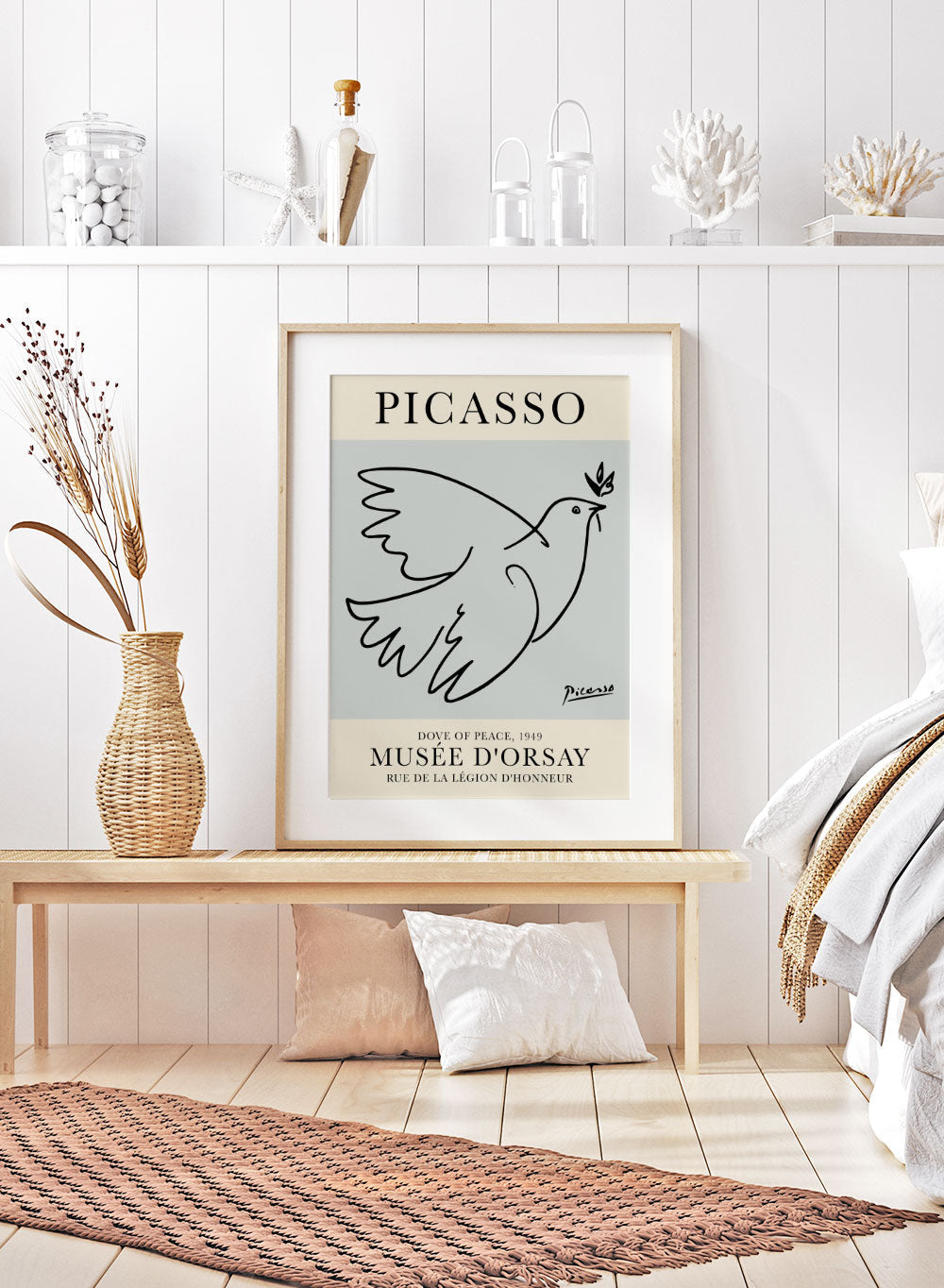 Dove of Peace by Pablo Picasso, Exhibition Poster Print, Blue