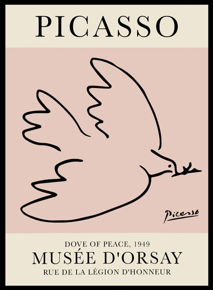 Póster de exposición La paloma de la paz de Pablo Picasso, color rosa