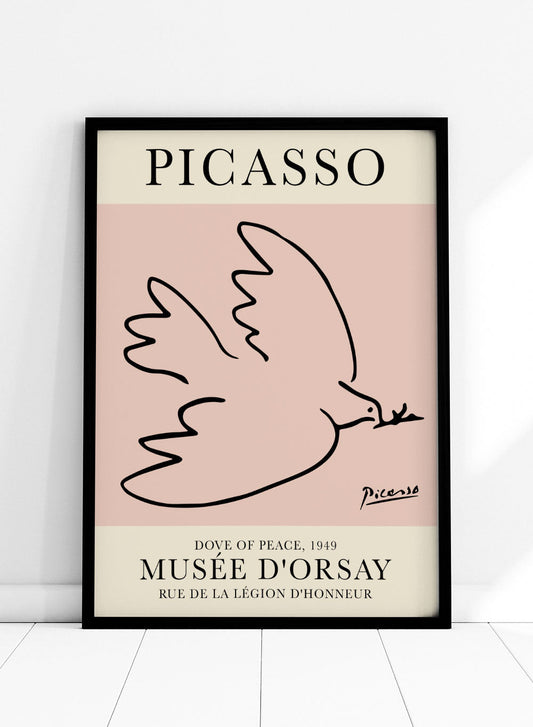 Póster de exposición La paloma de la paz de Pablo Picasso, color rosa