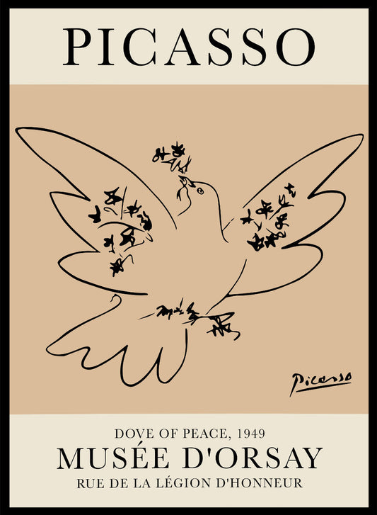 Dove of Peace by Pablo Picasso, Exhibition Poster Print, Orange