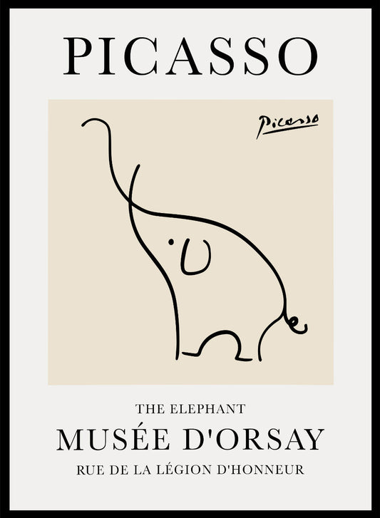 Dibujo lineal del elefante de Pablo Picasso