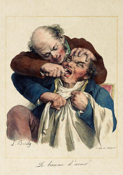 Conjunto de 2 láminas vintage de El dentista