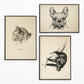 Vintage Animals Tryptic, Series 1 (Set of 3 Prints)