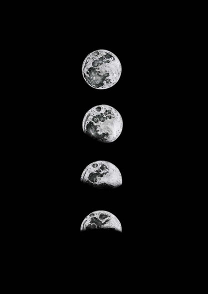 Conjunto de 3 ilustraciones astronómicas antiguas de la Luna