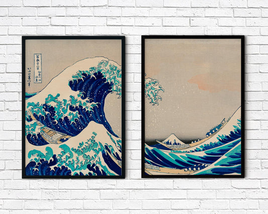 The Great Wave Hokusai Diptych (set of 2 prints)