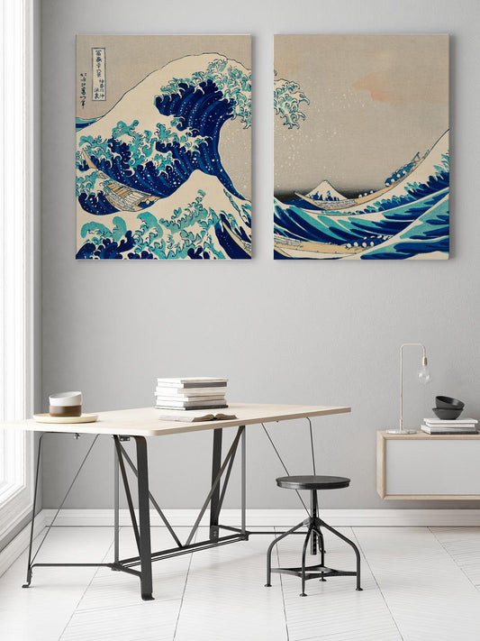 The Great Wave Hokusai Diptych (set of 2 prints)