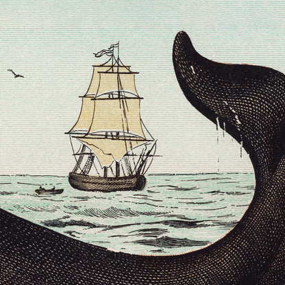 Tríptico de póster vintage con escena de Moby Dick (juego de tres)