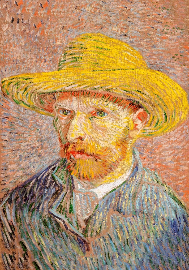 Self-Portrait with a Straw Hat by Van Gogh