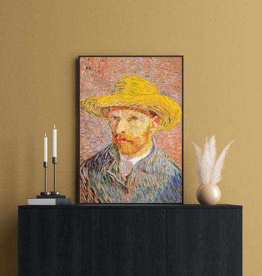 Self-Portrait with a Straw Hat by Van Gogh