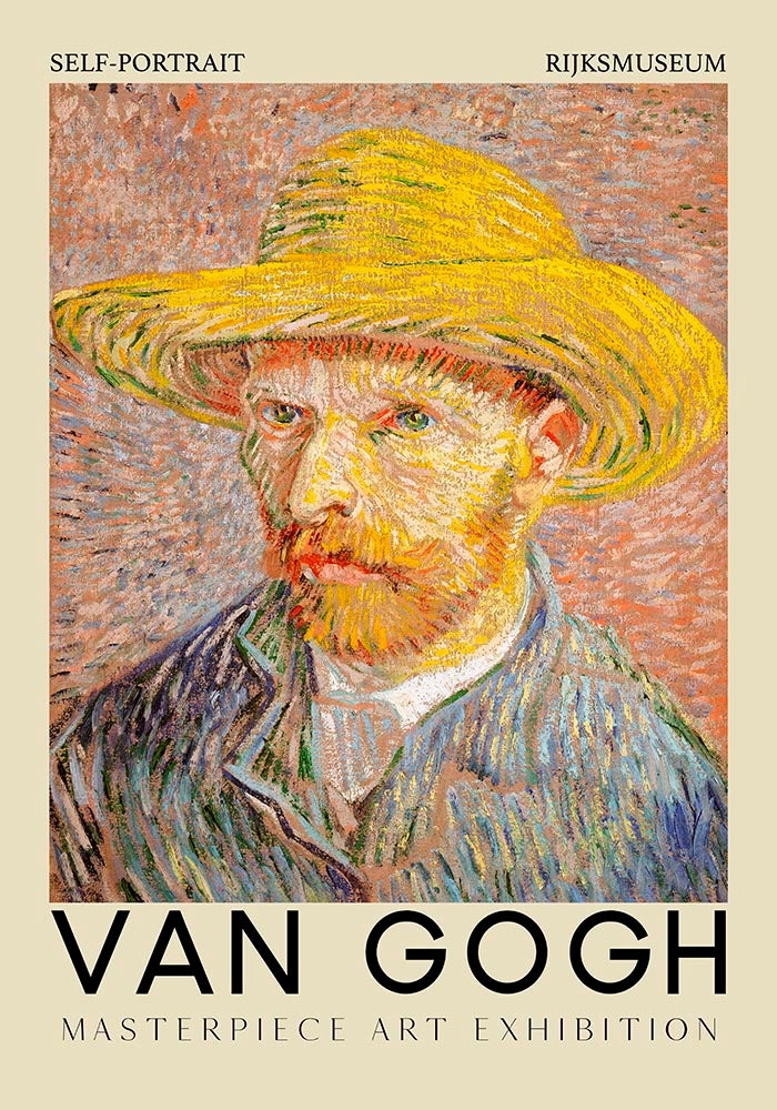 Autorretrato con sombrero, impresión artística de Van Gogh