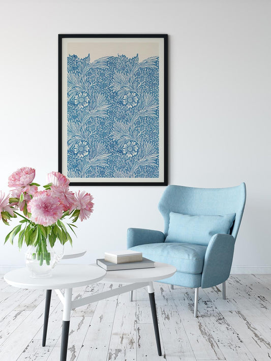 William Morris Blue Marigold Poster