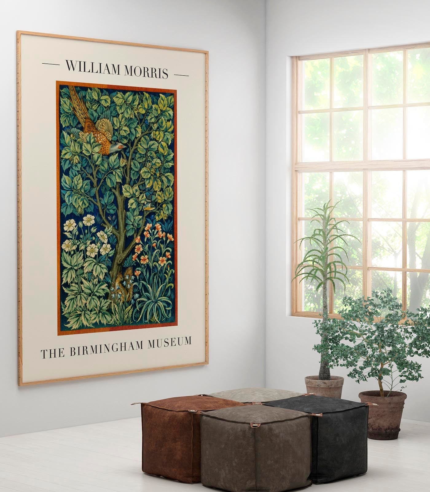 Póster de la exposición de arte del faisán y el pavo real de William Morris