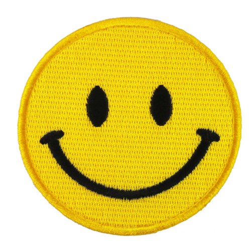 SMILEY Happy Smile Face Yellow 2.75" EMBROIDERED IRON ON PATCHES