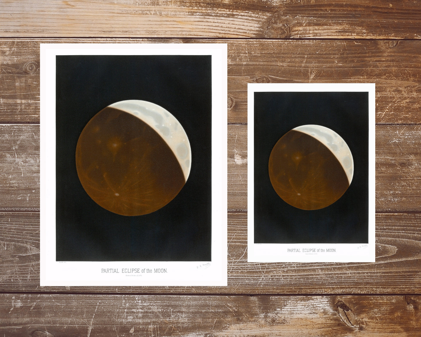 Celestial fine art print | Partial eclipse of moon | Modern Vintage decor | Eco-friendly gift