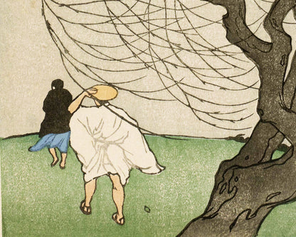 Arte de árboles caprichosos | Árbol en el viento | Impresión artística Giclée | Arte de la naturaleza en xilografía | Arte mural en xilografía | Emil Orlik