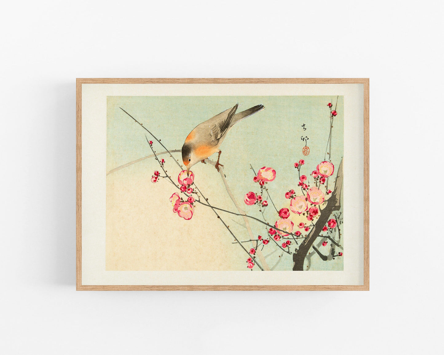 Vintage songbird on blossom branch  | Giclée fine art print | Animal and nature art | Modern Vintage decor | Eco-friendly gift