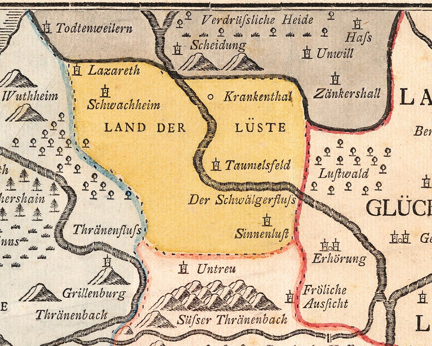 Antique German map of Love | 1777 vintage relationship map | Love and Valentine | Engagement, wedding or anniversary gift | Modern vintage