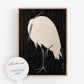 Vintage egret fine art print | Bird in rain | Japanese art | Art nouveau animal woodcut | Ohara Koson | Animal wall art