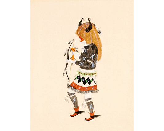 Lámina vintage de Awa Tsireh | Danza del búfalo de los indios Pueblo | Pintura de nativos americanos | Arte mural tribal | Regalo ecológico en giclée