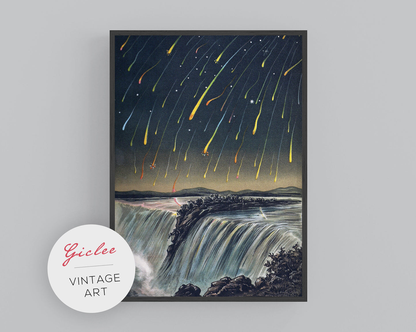 Night the stars fell at Niagara Falls | Leonid meteor shower of 1833 | Celestial fine art print | Modern Vintage decor | Eco-friendly gift