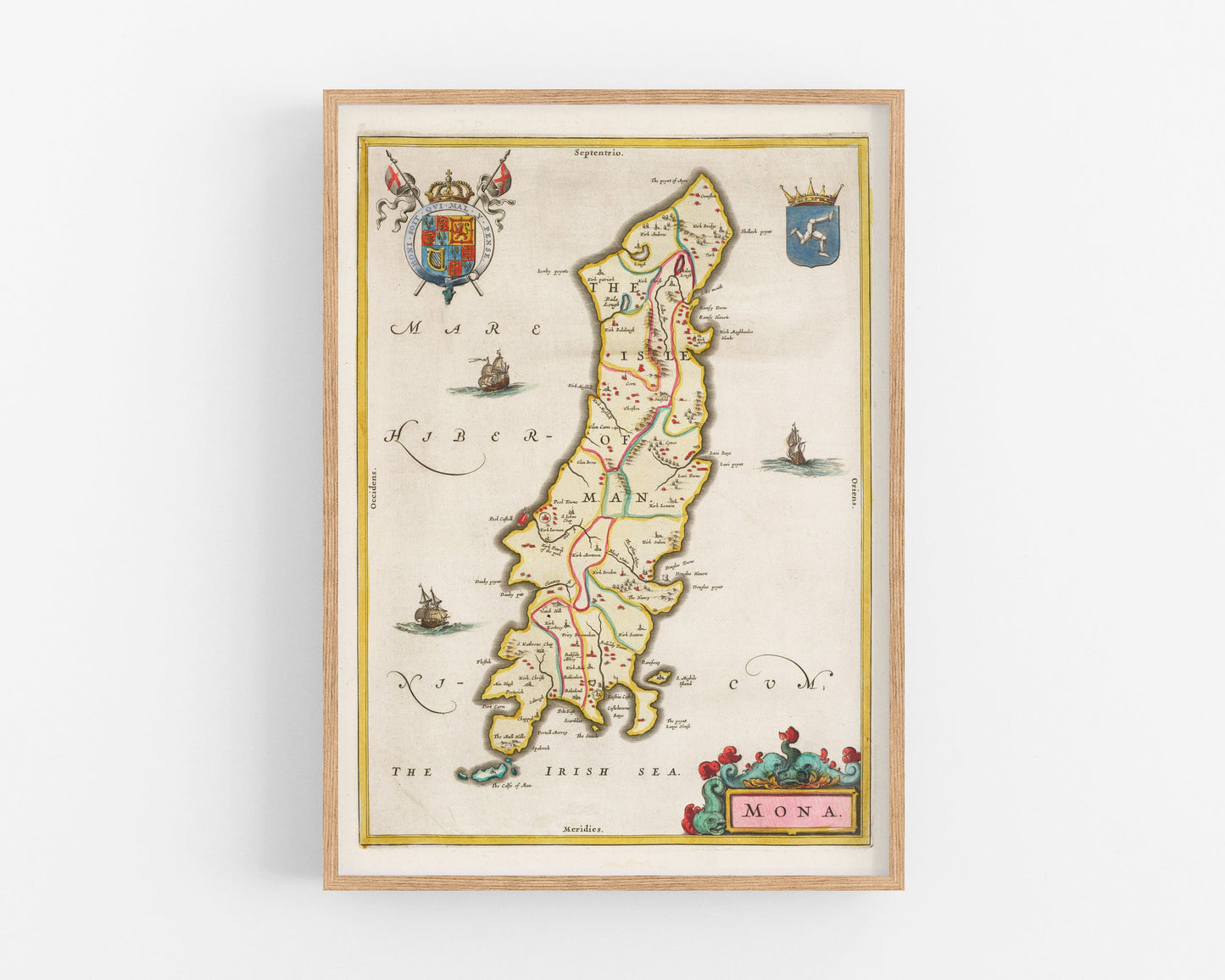 Antique British map | Isle of Man in 17th century | Irish Sea | Giclée fine art print | Modern Vintage decor | Eco-friendly gift