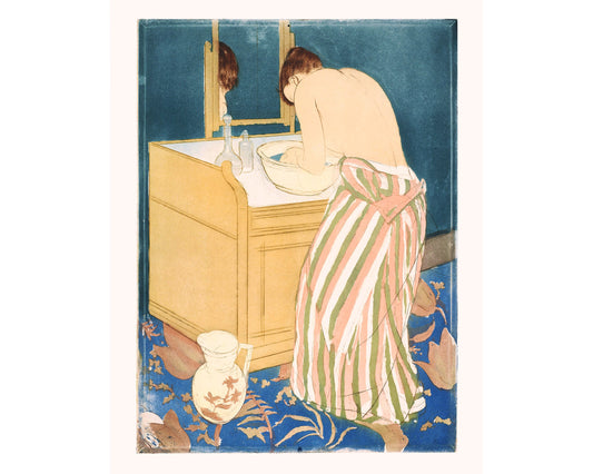 Vintage woman bathing painting  | Mary Cassatt | Bathroom decor | Female artist | Feminist art | Art deco art | Eco-friendly gift