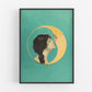 Woman kissing the moon | Vintage love and Valentine | Antique man in the moon | Celestial wall art | Old Dixie moon | Modern Vintage decor